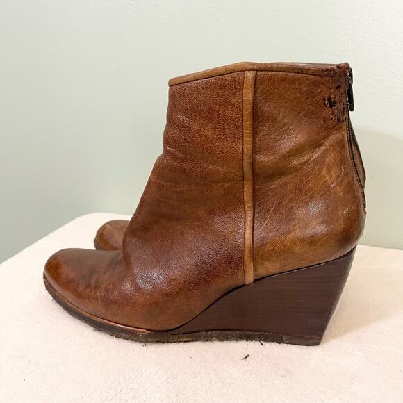 Stuart Weitzman Boots Women 9M Brown Leather Wedge Clog Almond Toe Ankle SPAIN - Picture 10 of 14